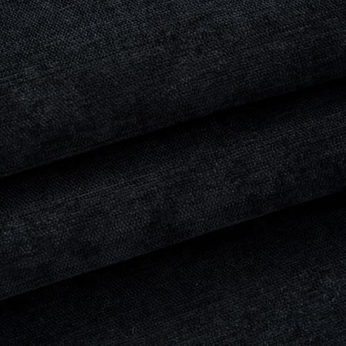 157x58 inches Soft Chenille Fabric for Upholstery, Crisp and Stylish Chenille Upholstery Fabric by the Yard(Black) - color: 01 Black, size: 157x58"