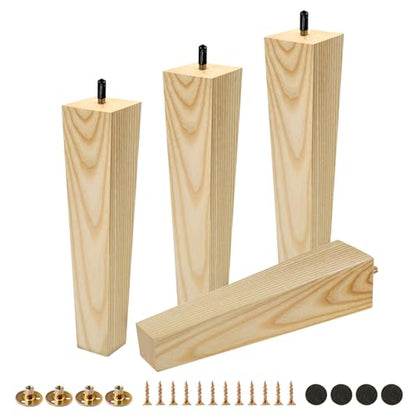 FoDau770 Square Furniture Legs 10 Inch, Ash Wood Legs with 5/16"-18 Bolts - size: 10 Inch