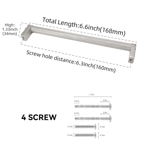 10 Pack 6-1/4 Inch(160mm) Brushed Satin Nickel Kitchen Cabinet Handles Knurled Cabinet Pulls Drawer Pulls Kitchen Hardware - color: Brushed Satin Nickel, size: 6.3'' Hole Center(160mm)