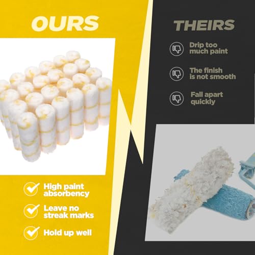 Leumoi 100 Pcs 6" x 1/2" Paint Roller High Density Microfiber Roller - size: 1/2" Nap