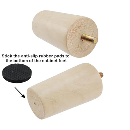 Geesatis 3" Wooden Table Legs,4Pcs Natural Finish Wood Furniture Legs - color: Natural, size: 3inch
