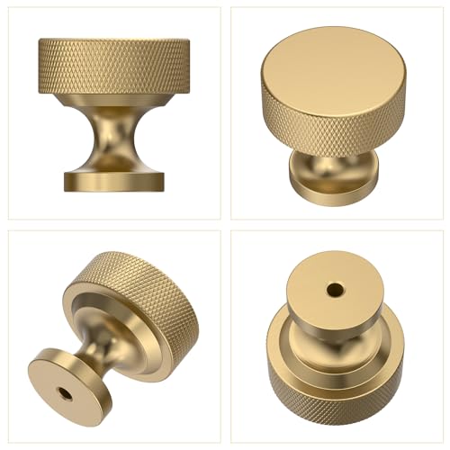 Champagne Bronze Knurled Cabinet Knobs Round Drawer Pulls 10 Pack - color: Champagne Bronze, size: Flat Round Knobs