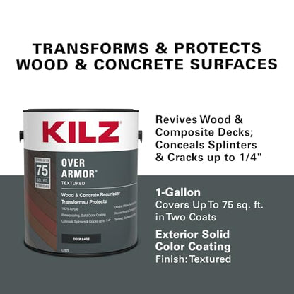 KILZ Over Armor Textured Solid Coating Resurfacer, Chocolate, 1 Gallon - color: Chocolate, style: Textured