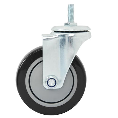 Finnhomy Swivel Caster Wheels 4 Inch Threaded Stem Casters Set of 4 Heavy Duty 3/8"-16 x 1 Anti-wear Polyurethane Industrial Castor Wheels for Cart/Furniture Load Bearing 2200 Lb Smooth Caster Black - style: 4 Inch