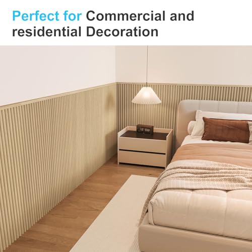 Art3d 79.3 x 40.7 Inch Beaded Wainscoting Wall Panel, 22.38 sq.ft, Oak - color: Oak, size: 79.3"x40.7"