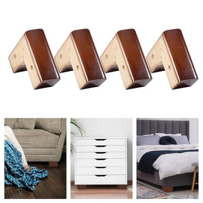 CHGCRAFT 4 Set Wooden Bed Riser Feet L Shaped Wood Furniture Legs Wooden Replacement Legs Adjustable Wood Bed Feet for Sofa Bed Home Decor