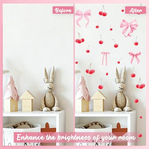 Bow Cherry Wall Decals, 8 Sheets 86 Pcs - color: Cherry Bow