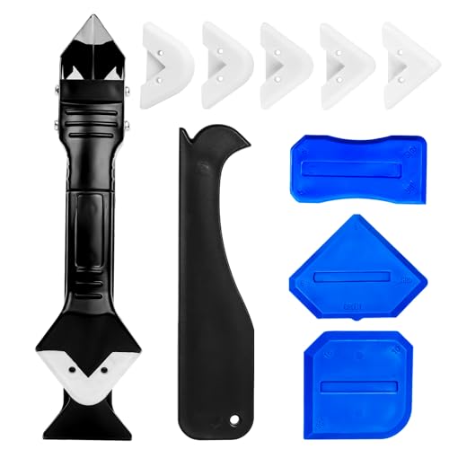 Silicone Caulking Tool Kit，Glass Glue Angle Scraper,Floor Glue Scraper， Caulk Remover Tool, Stainless Steelhead Caulk Remover and Sealant Scraper, Caulk Remover for Kitchen，Bathroom，Window，Joint,