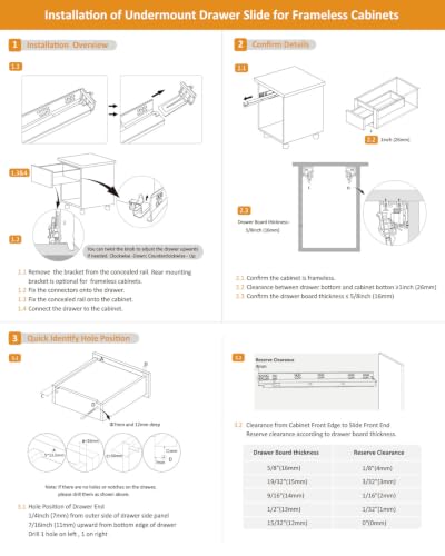 10 Pairs Gobrico Soft Close Under Mounting Drawer Slides 21", Full Extension Concealed Drawer Glides with Locking Device, Rear/Bottom Mounted Cabinet Drawer Runners, Bulk Pack - size: 21-Inch