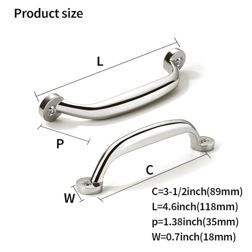10 Pack 3-1/2 inch Hole Center Polished Nickel Cabinet Pulls - Heavy Duty Solid Drawer Hardware Handles Kitchen Vanity Bathroom Handles - color: Polished Nickel, size: 3-1/2"(89mm) Hole Center