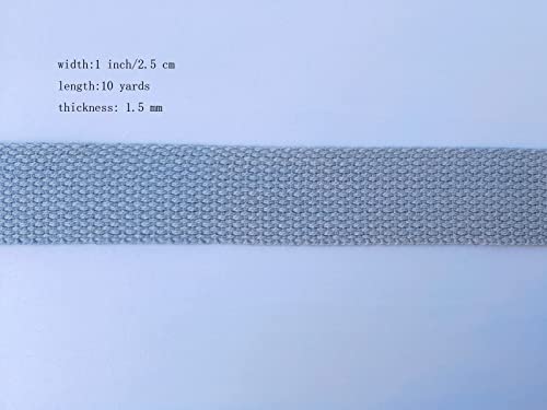 1 Inch Cotton Webbing 10 Yards Cotton Strap for Tote Canvas Bags Crafts Sewing (2024 Silver Grey) - color: Grey,Silver