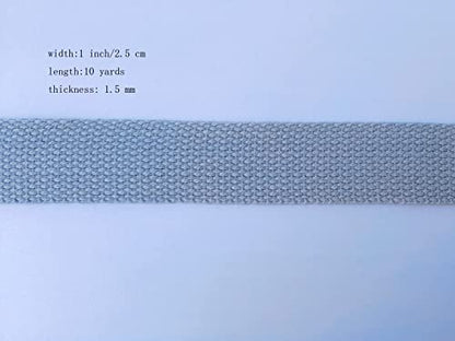 1 Inch Cotton Webbing 10 Yards Cotton Strap for Tote Canvas Bags Crafts Sewing (2024 Silver Grey) - color: Grey,Silver