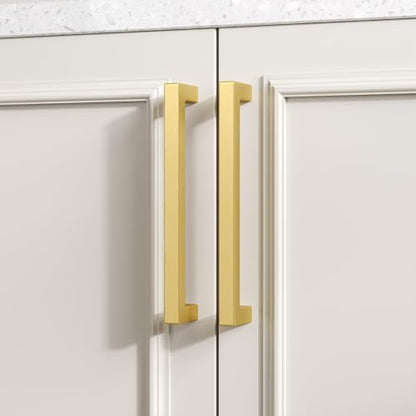 Goldenwarm 35 Pack 5 in Gold Cabinet Handles Square Drawer Pulls - color: Gold, size: 5 Inch Hole Center