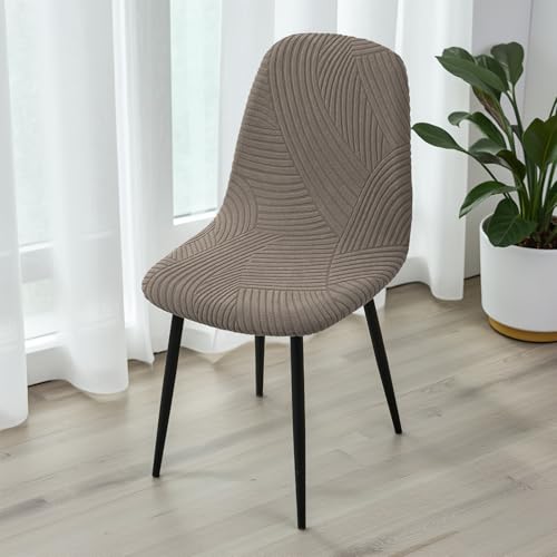 HAOYONG Modern Dining Chair Covers Printed Shell Chair Cover Lounge Armless Chair Cover Stretchable Slipcovers for Kitchen, Office, Dining Room and Living Room(Set of 2) - color: Coffee, size: 2 PCS