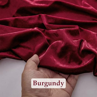 Burgundy 2‑Way Stretch Velvet Fabric 1 Yard 60 Inch Wide - color: Burgundy, size: 1 Yard