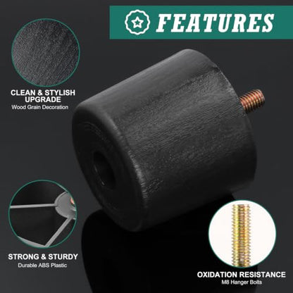 4pcs Plastic Furniture Legs 2" with T-Nuts, M8-1.25 Thread Bolt - size: 2 Inch, M8-1.25 Metric Thread Bolts