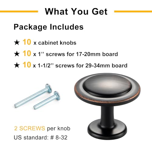 Oil Rubbed Bronze Cabinet Knobs Round Kitchen Pulls 10 Pack 8222 - color: Oil Rubbed Bronze, size: 1-1/4 Inches, style: 10 Pack Round Knob