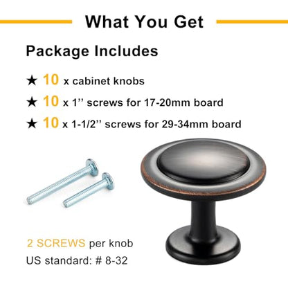 Oil Rubbed Bronze Cabinet Knobs Round Kitchen Pulls 10 Pack 8222 - color: Oil Rubbed Bronze, size: 1-1/4 Inches, style: 10 Pack Round Knob