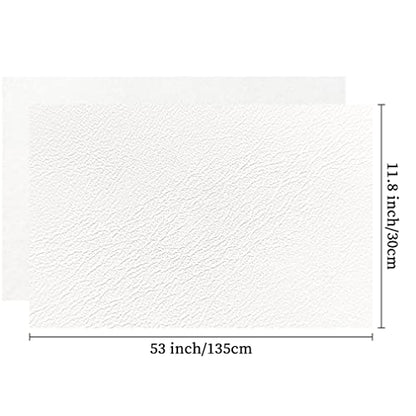 XHT Smooth White Faux Leather Roll 11.8"x53" Soft Plain Synthetic Upholstery Crafts Fabric for DIY Leather Furniture Chair Tray Mat - color: White