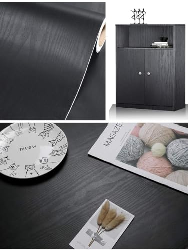 tiltil Black Wood Peel and Stick Wallpaper Wood Contact Paper 17.7" × 393" - size: 17.7" x 393"