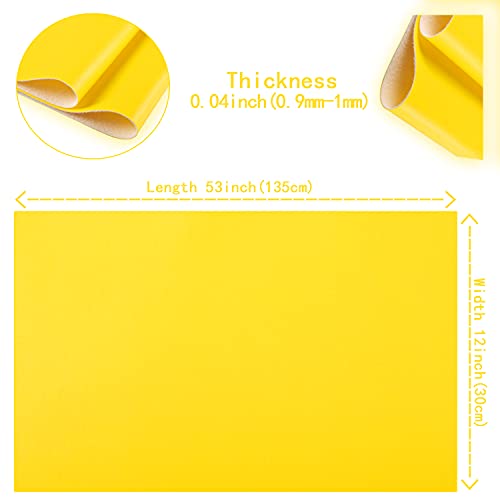 HGUAN Smooth Solid Color Yellow Faux Leather 12"X53"(30cmX135cm),Faux Leather Sheets Roll Very Suitable for Making Crafts, Leather Earrings, Bows,Sewing (Yellow) - color: Yellow