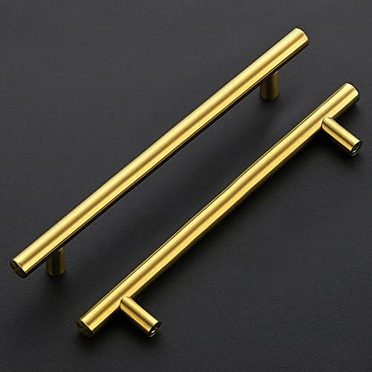 Ravinte Brushed Brass Cabinet Handles, 5 Pack Drawer Pulls, 6-1/4 in - size: 6-1/4 Inch Hole Centers