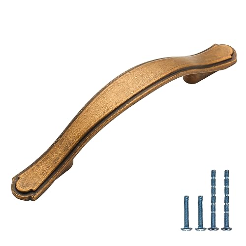10 Pack Antique Brass Cabinet Pulls 3 Inch Kitchen Cabinet Handles Kitchen Handles for Cabinets Antique Drawer Pulls Retro Dresser Pulls Cupboard Handles - color: Antique Brass, size: 3 Inch Hole Centers, style: 10 Pack