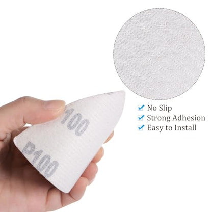 120pcs Mouse Sander Detail Sandpaper 100Grit 3-1/8" Triangle - size: 100 grit