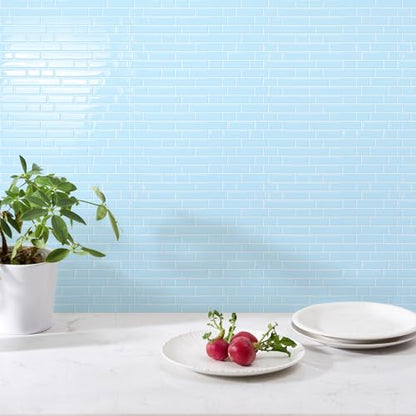 STICKGOO Thicker Peel and Stick Backsplash Tile for Kitchen and Bathroom - color: Sky Blue