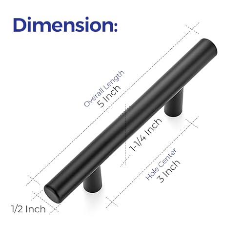 Ravinte Cabinet Handles, Matte Black,5" Length,3" Hole Center,30 Pack - color: Black