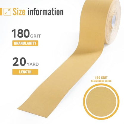 PSA Longboard Sandpaper 180 Grit Sandpaper Roll 20 Yard x 2-3/4” Wide Self Adhesive Stickyback Sandpaper for Woodworking,Automotive,Sanding Blocks - style: 180Grit