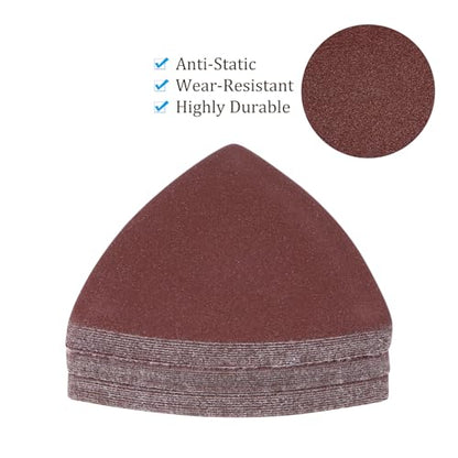 120pcs Mouse Sander Detail Sandpaper 180Grit 3-1/8" Triangle - size: 180 grit