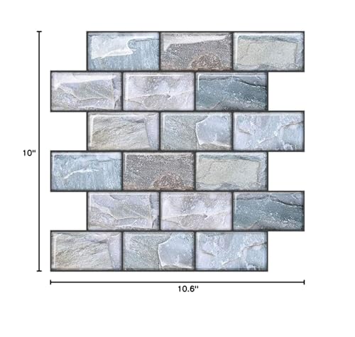 10 Sheets Peel and Stick Tile Backsplash for Kitchen Wall Tile, Self Adhesive Brick Backsplash Subway Tiles Backsplash, Stick on Tiles Kitchen Backsplash 10"x10.6" - color: Blue and brown