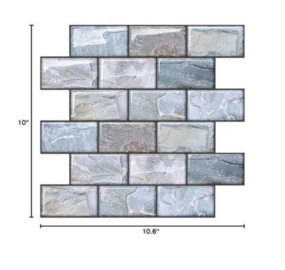 10 Sheets Peel and Stick Tile Backsplash for Kitchen Wall Tile, Self Adhesive Brick Backsplash Subway Tiles Backsplash, Stick on Tiles Kitchen Backsplash 10"x10.6" - color: Blue and brown