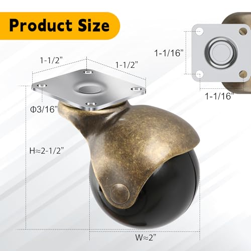 Apllamo 2 in Ball Caster Wheels - Heavy Duty 1200LBS