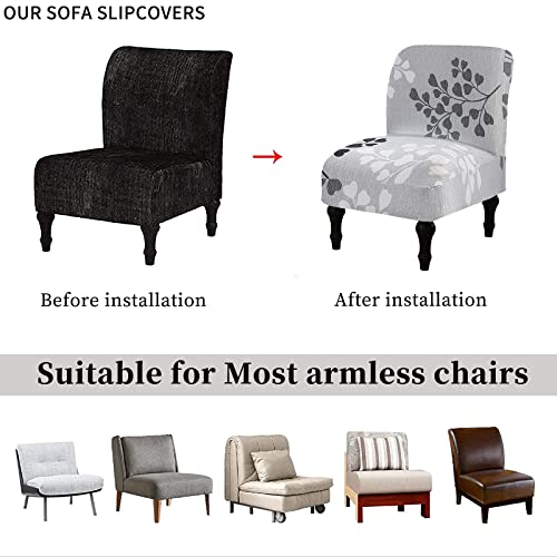 Eco-Ancheng Armless Chair Slipcover Removable Armless Accent Chairs Covers Washable Armless Slipper Chair Slipcover Printed Armless Chair Furniture Protector Covers for Living Dining Room Hotel - color: A2