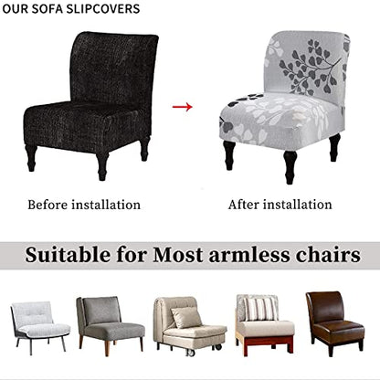 Eco-Ancheng Armless Chair Slipcover Removable Armless Accent Chairs Covers Washable Armless Slipper Chair Slipcover Printed Armless Chair Furniture Protector Covers for Living Dining Room Hotel - color: A2