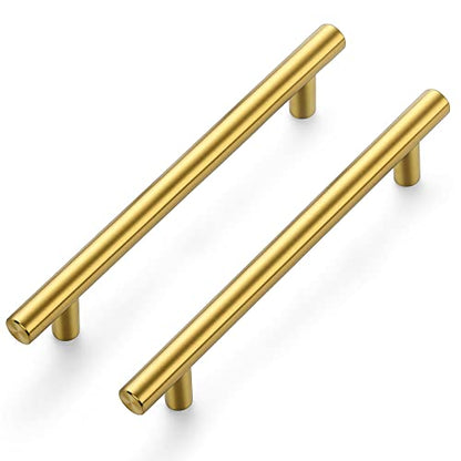 Ravinte Brushed Brass Cabinet Handles, 15 Pack Drawer Pulls, 5 in - size: 5 Inch Hole Centers