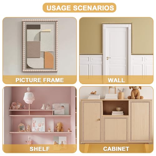 Soengsau 15-Pack 15.75" Unfinished Wood Beaded Trim - Easy to Paint, Cute Decorative Molding DIY Craft for Furniture Frame, Mirror Edge, Wall, Door, Closet, Dresser, Shelf - size: 0.35“ (9mm)