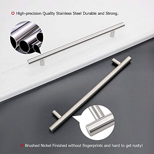 homdiy 20 Pack Brushed Nickel Cabinet Hardware Cabinet Pulls - HD201SN Cupboard Handles Modern Cabinet Door Handles 7-1/2inch Hole Center Modern T-Bar Pulls - color: Brushed Nickel, size: 7-1/2in hole centers