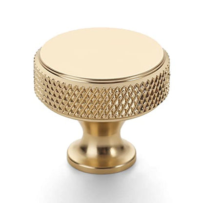 10 Pack Brushed Gold Knurled Cabinet Knobs Round Drawer Pulls - color: Brushed Gold