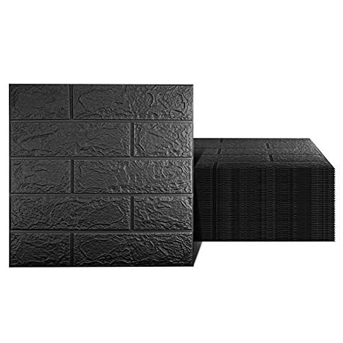 3D Wall Panels Peel and Stick, 58 Sq Ft Coverage, Faux Brick Black - color: Black, size: 58 Sq Ft Coverage