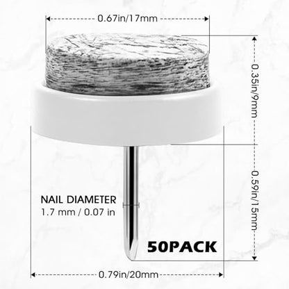 50 Pcs 0.8-Inch Nail-On Felt Furniture Pads for Chair Legs, White - size: White