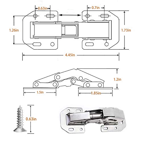 18-Pack Soft Close Hidden Hinges for Cabinet Doors, Slow Close Frameless Concealed Surface Mount Hinges - size: 18 Pack