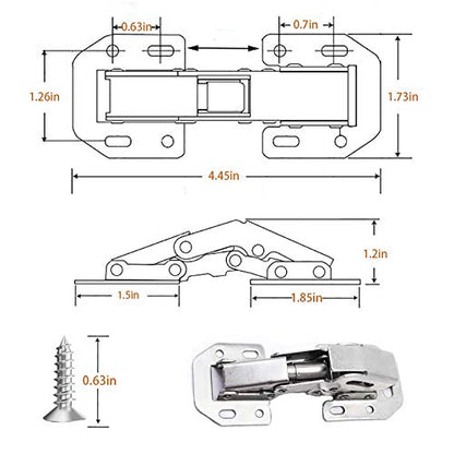 18-Pack Soft Close Hidden Hinges for Cabinet Doors, Slow Close Frameless Concealed Surface Mount Hinges - size: 18 Pack