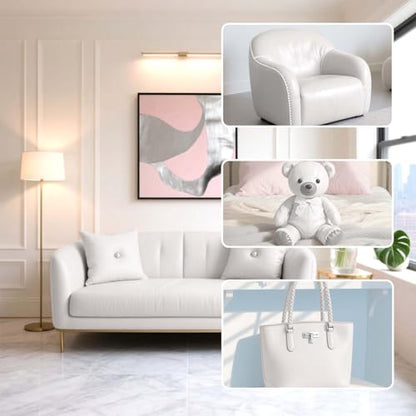 Faux Leather Fabric Smooth Solid 54" x 36" (White) - color: White