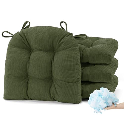 Green Dining Room Chair Seat Cushions for Kitchen Chairs 18x18 in Set of 4 - color: Green, size: 18"x18" | 4-Pack