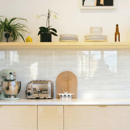 STICKGOO 10-Sheet Backsplash Peel and Stick Subway Tile(Thicker Design) - color: Glossy Dolomite White