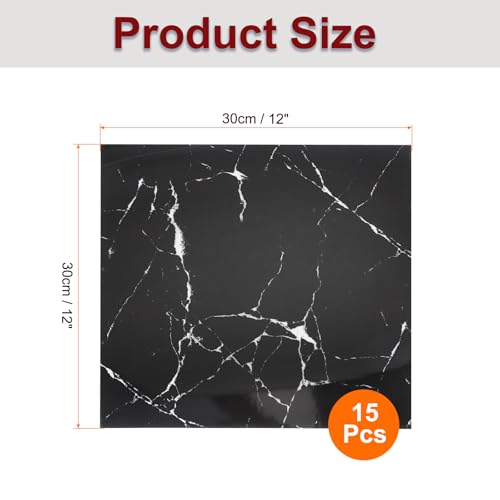HARFINGTON 15pcs Peel and Stick Marble Tiles, Waterproof Wall Panel Backsplash, 12"x12" PVC Peel and Stick Shower Tiles for Bathroom, Kitchen, Living, Black and White Root Design - style: Black and White Root