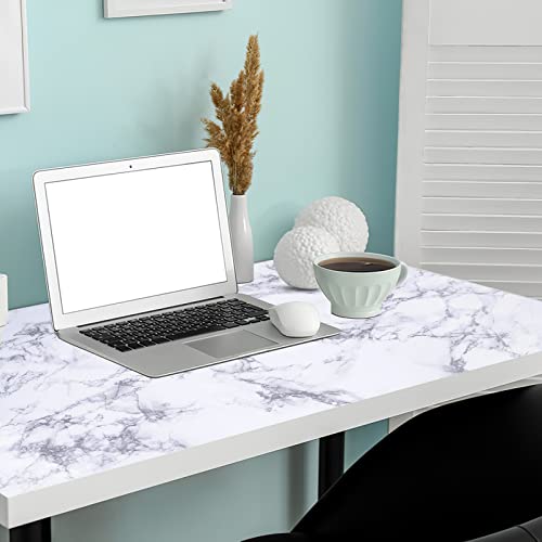 Arthome 23.6″ × 200″ Peel and Stick Marble Contact Paper,Self-Adhesive Waterproof Vinyl Flim for Furniture Sticker, Kitchens, Bedrooms and Bathrooms - color: White Marble, size: 23.6" x 200"